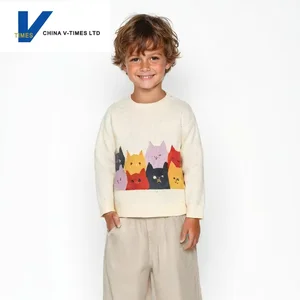 China V-Times 2026 New Kids' Sweater for Spring and Autumn, Girls' Knitted Top, Boys' Fashionable Baby Fall Wear