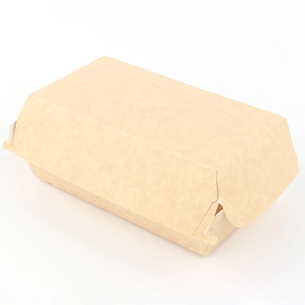 100% biodegradable square kraft black greaseproof packaging design patty food grade custom container burger paper box