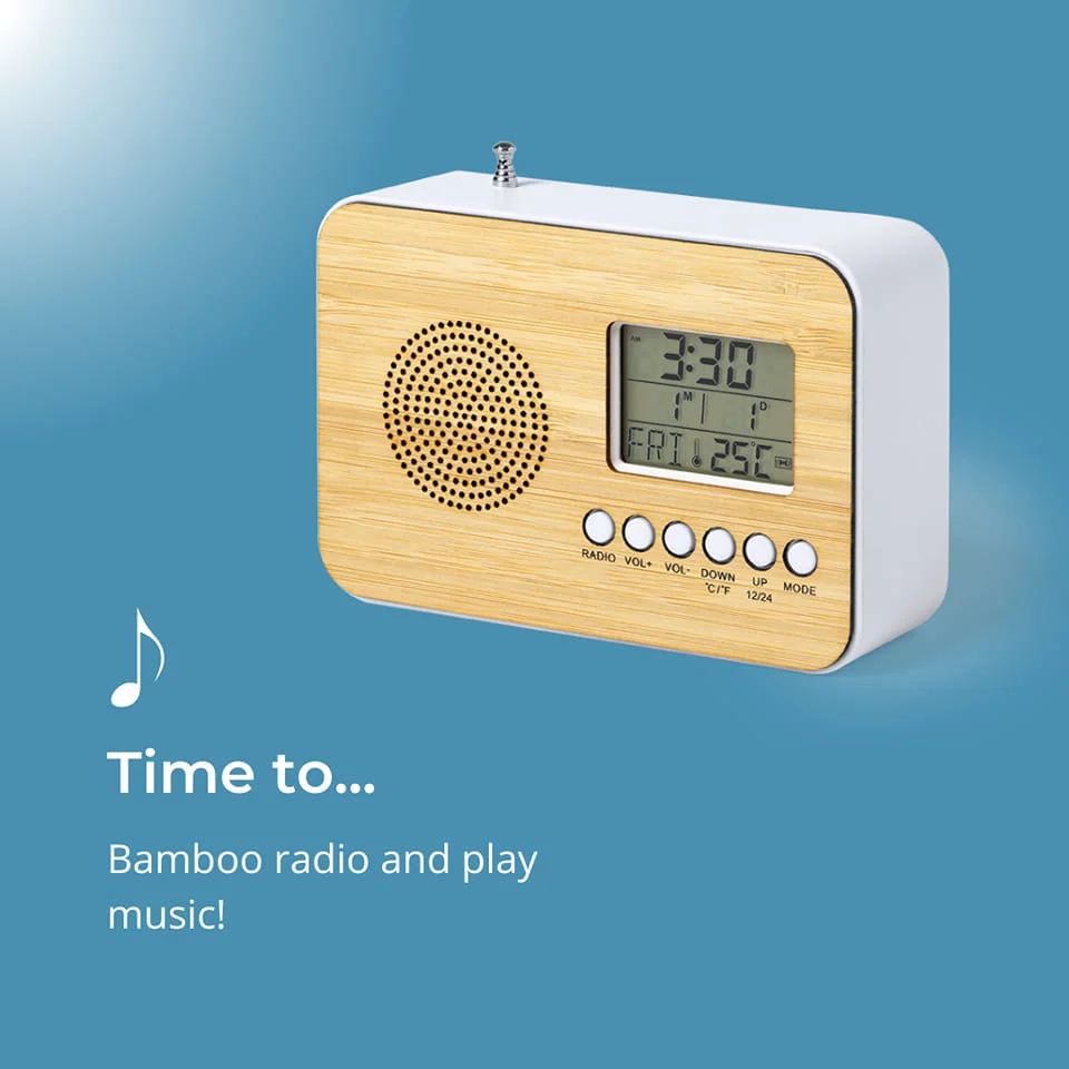 Promotional Shop Decoration Bedside Radio Portable FM Radios Alarm Clocks Home Digital Table Clock with Radio for Outdoor