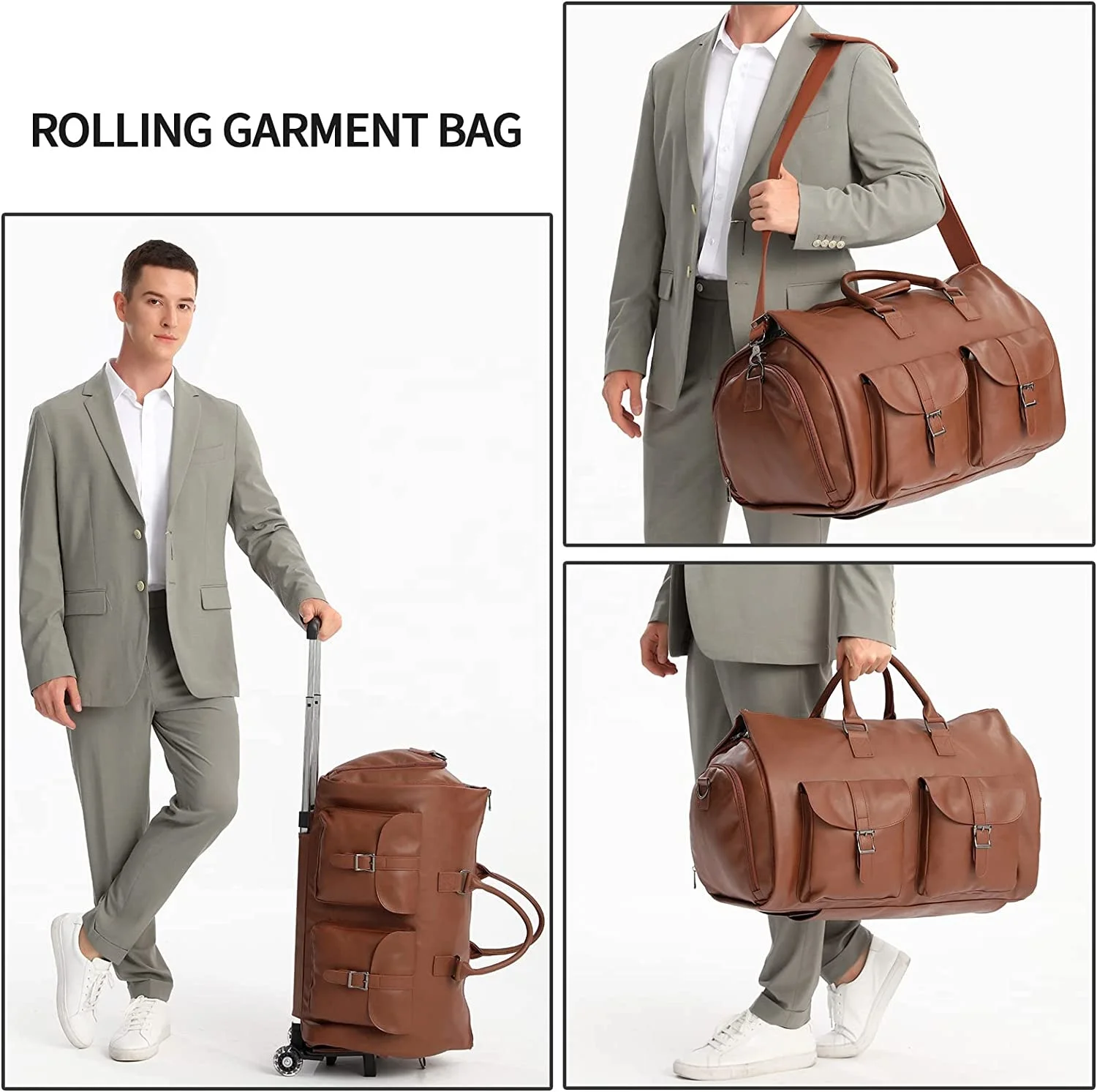 Customized Duffel Garment Bags For Travel Brown Carry On Bag Weekender ...