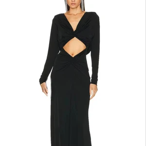 Custom High Quality Maxi Hollow Out Twisted Navel-baring Sexy Office Lady Daily Solid Summer Elegant Dress