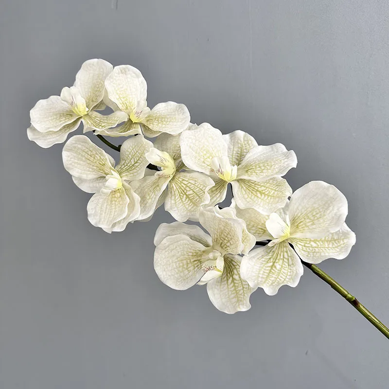 High Quality Single Stem 7 Heads Real Touch Purple Vanda Orchid Flowers Artificial Phalaenopsis Orchids for Wedding Decor