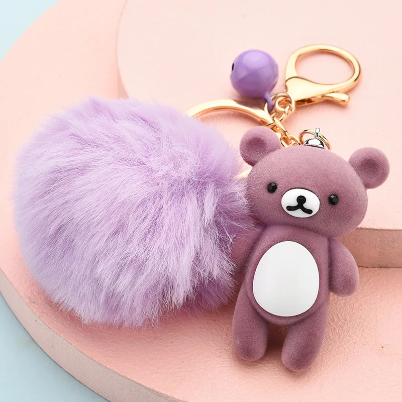 Bear keychain Adorable Bear Bag Charm With Pom New High Quality