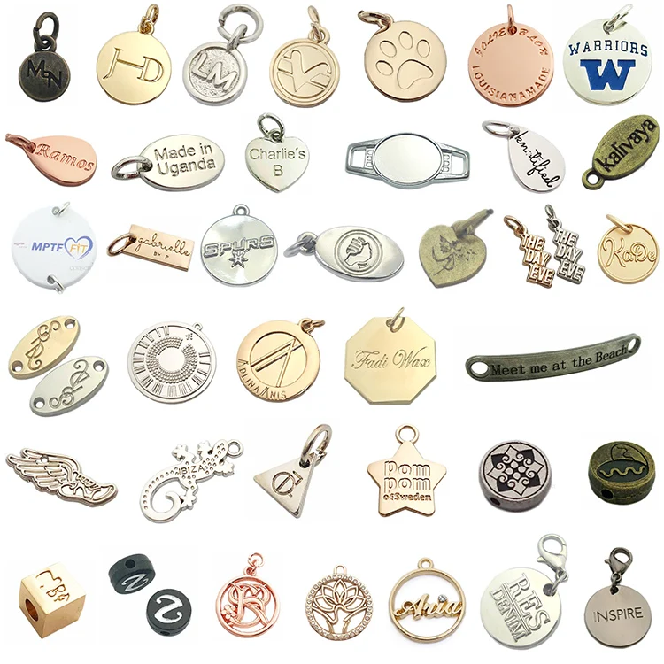 Brand Name Stamping Custom Silver Printed logo Jewelry Tags for Necklace