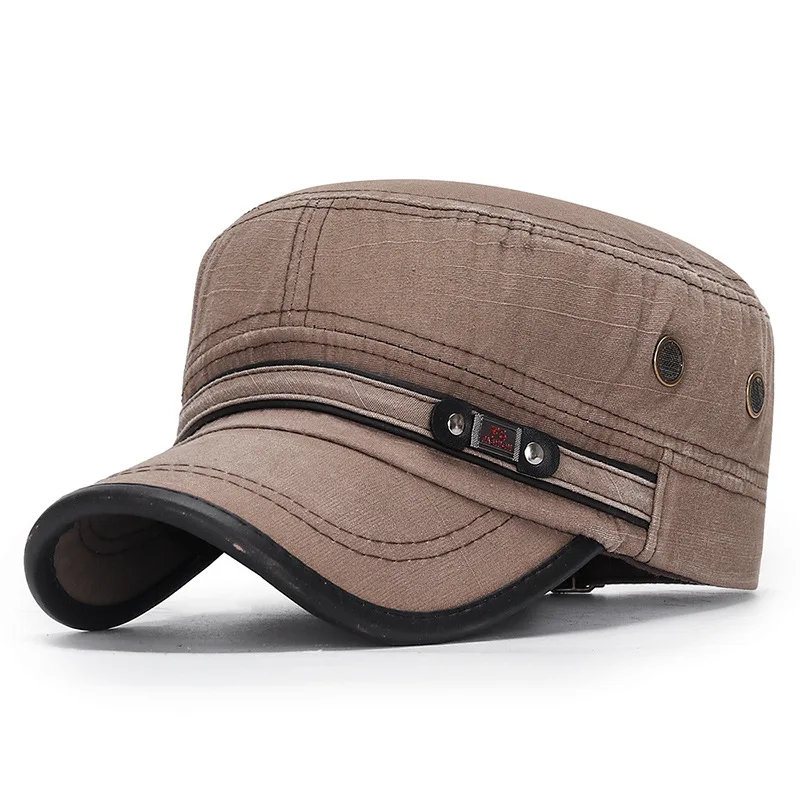 Four Seasons Universal Washed Vintage Flat Cap Leather Edge