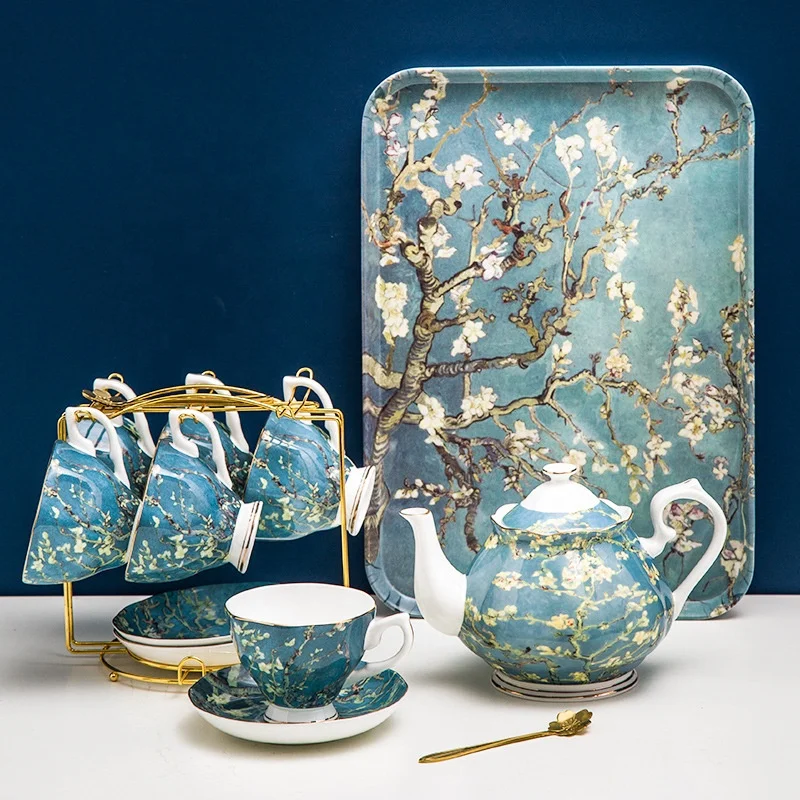 Tazza Da Tè YBK Tech Bone China 400 Ml – Serie Van Gogh 'Fiore Di Albicocco' – Porcellana Artistica - 3