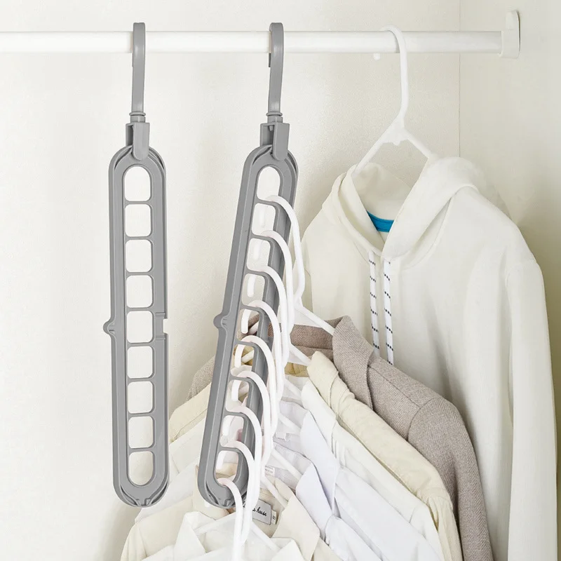 Multi Color Space Saving 9 Holes Rotatable Plastic 9 in 1 Magic Clothes Hanger