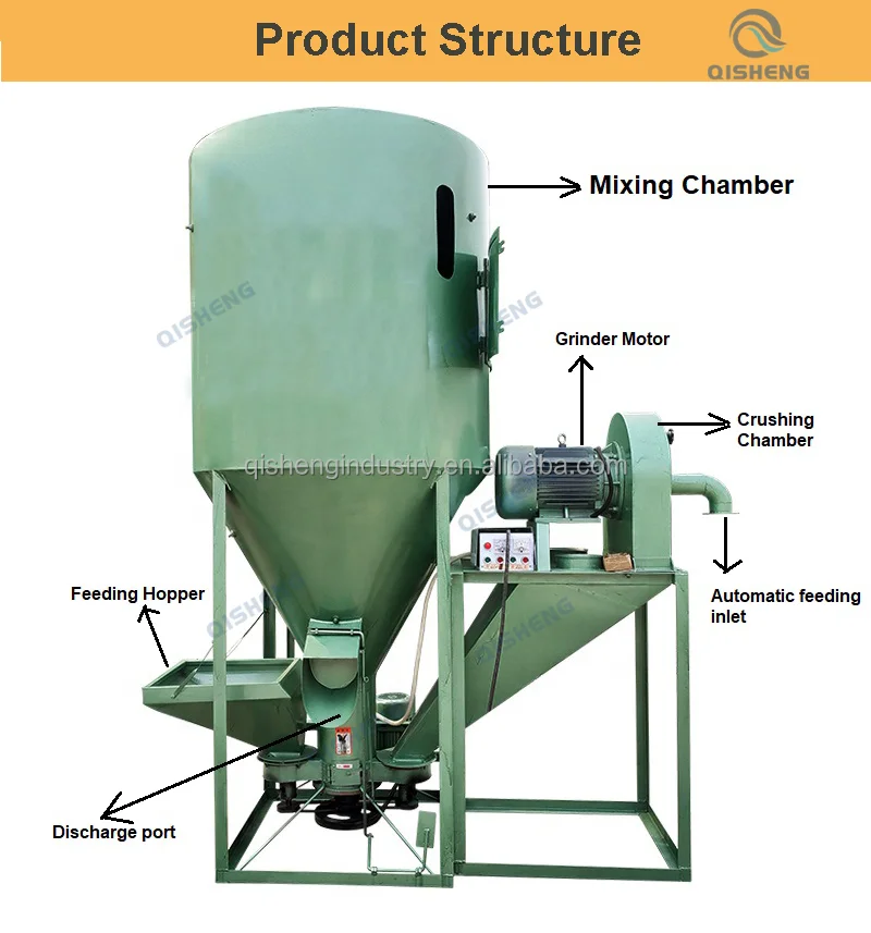 2 Ton Cattle Feed Mill Mixer Fish Feed Mixer Machine 200kg 300kg 500kg