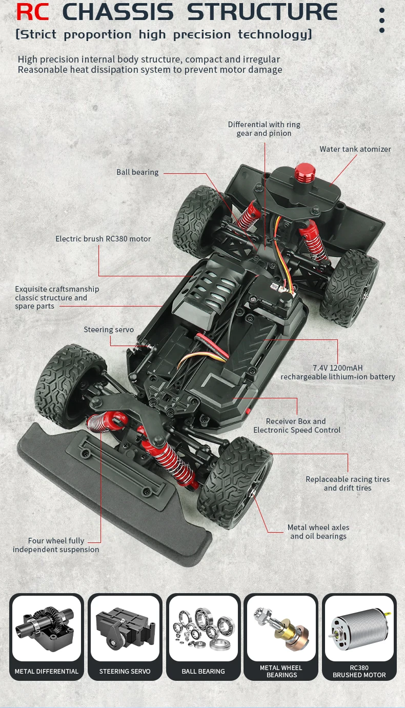 Kids Gaming RC Vehicle Toys - High Speed 1/16 Brushless Drifters