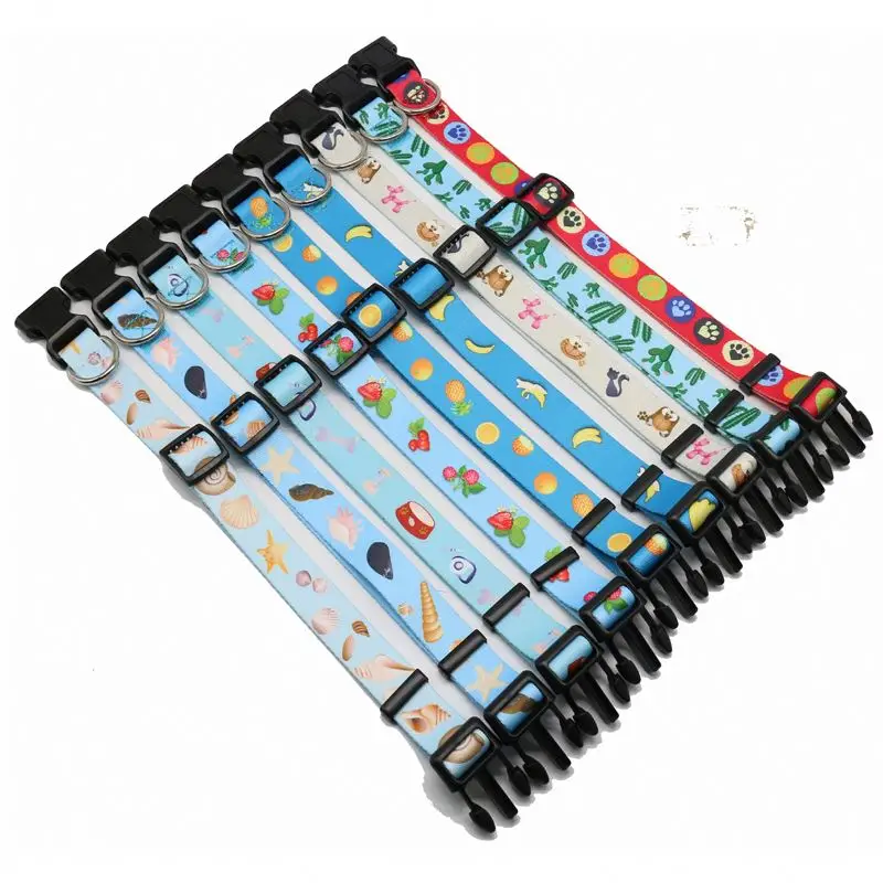 High Quality Custom Printed Breathable Adjustable Nylon Webbing Pet Dog Collar Leash Set Luxury Quick Release Training