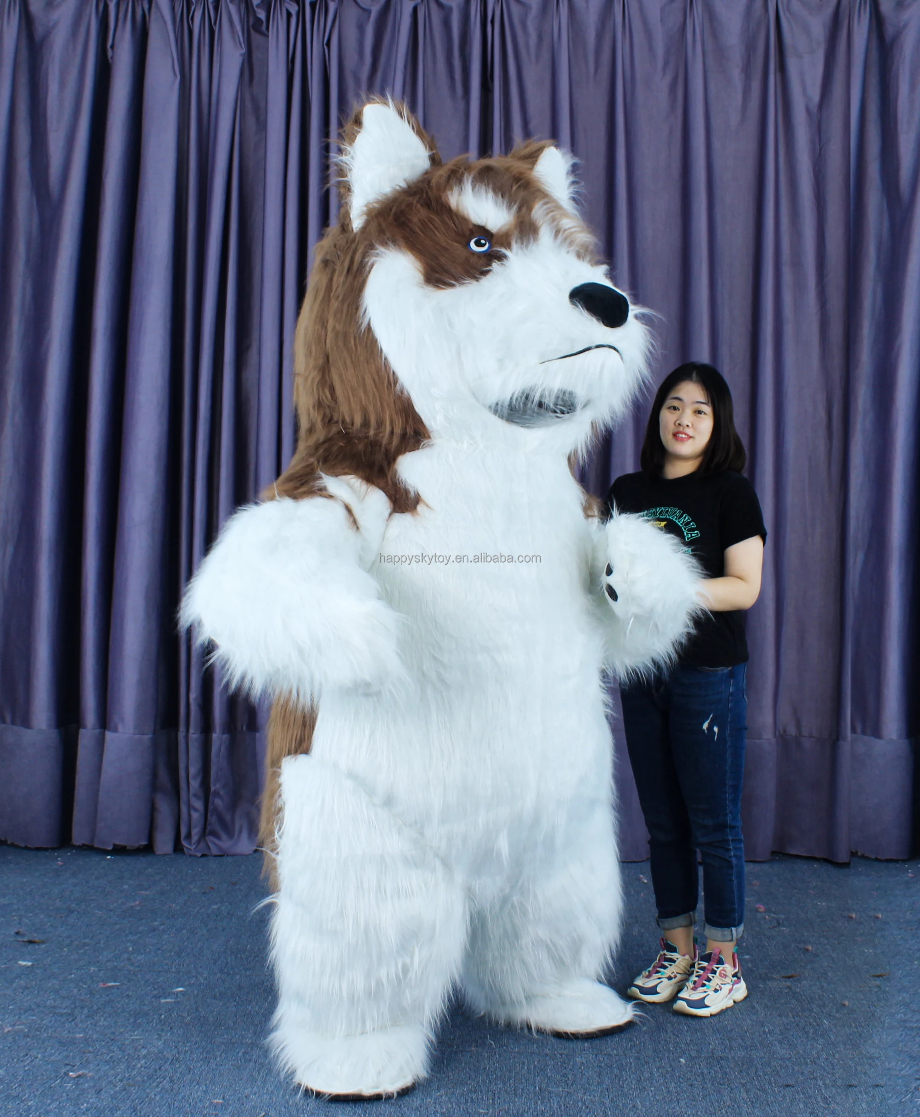 Cartoon Inflatable Husky Dog Mascot Costume Wearable Advertising Walking Plush for Parties Halloween Dog Costumes Adult Mascot