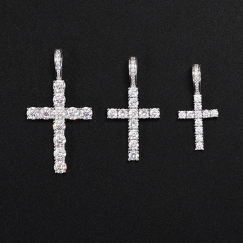 Diamond Cross Pendant Rapper Style 925 Sterling Silver 3mm-5mm Wide D Color Vvs Moissanite Diamond Hip Hop Jewelry
