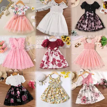 2024 Wholesale European Tuxedo Children's Dress 3D Embroidered Princess Dress Party Puffy Girl Piano Evening Dress 3-15Y