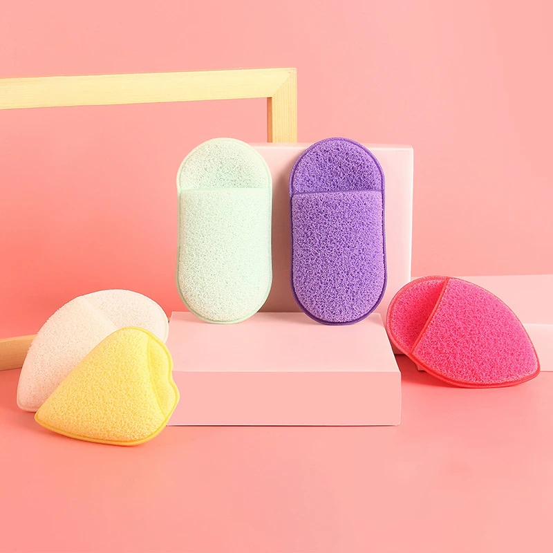 China Factory Lowest Price Makeup Remover Pads Leaf Heart Small Finger Shape Washable Puff  Face Cleaning Sponge
