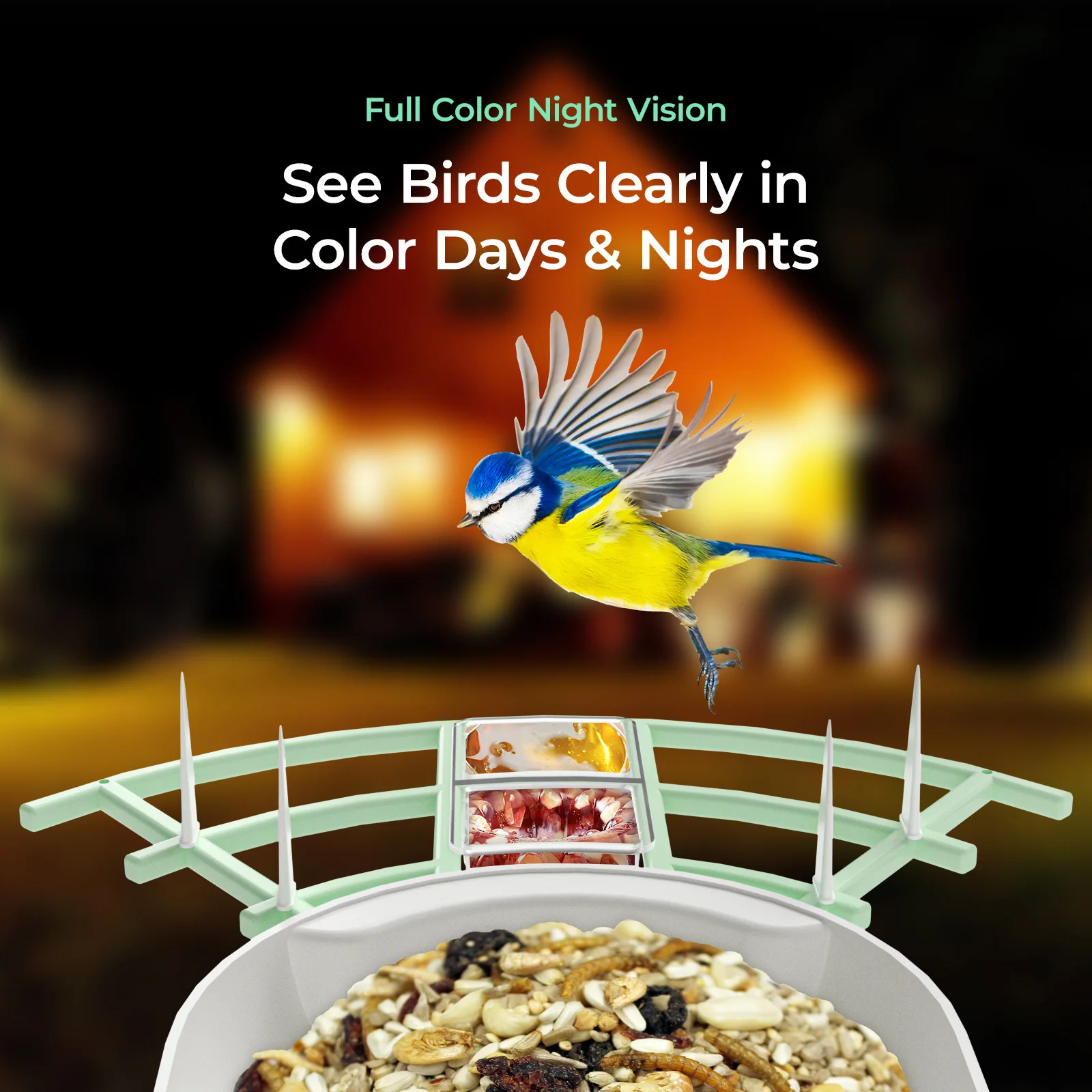 Водонепроницаемое приложение 1080p ночное видение в режиме реального времени распознавание Wi-Fi за пределами сада камера автозахват солнечная интеллектуальная кормушка для птиц