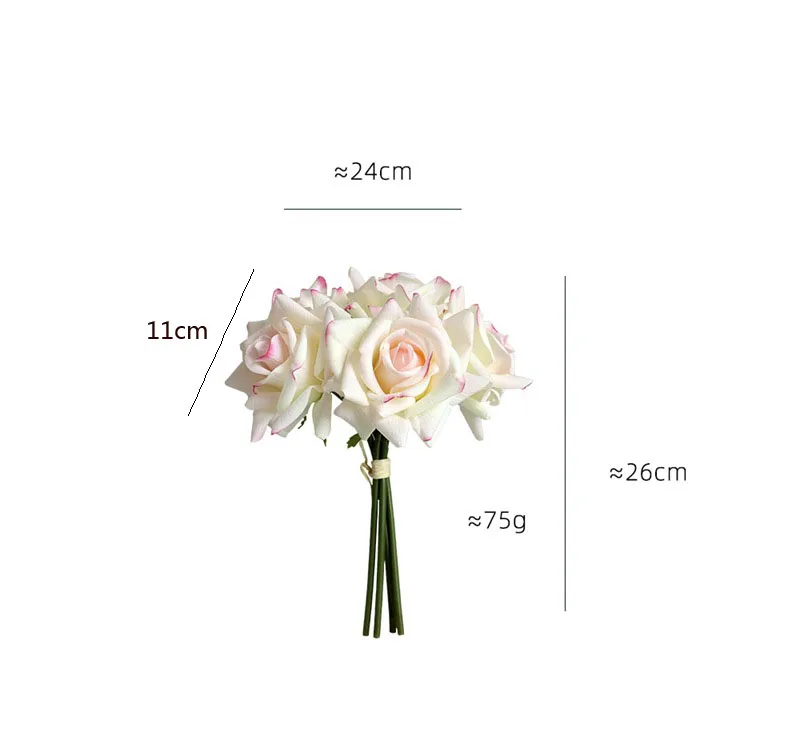 Wholesale Latex White Roses Bunch Artificial Real Touch Flowers For