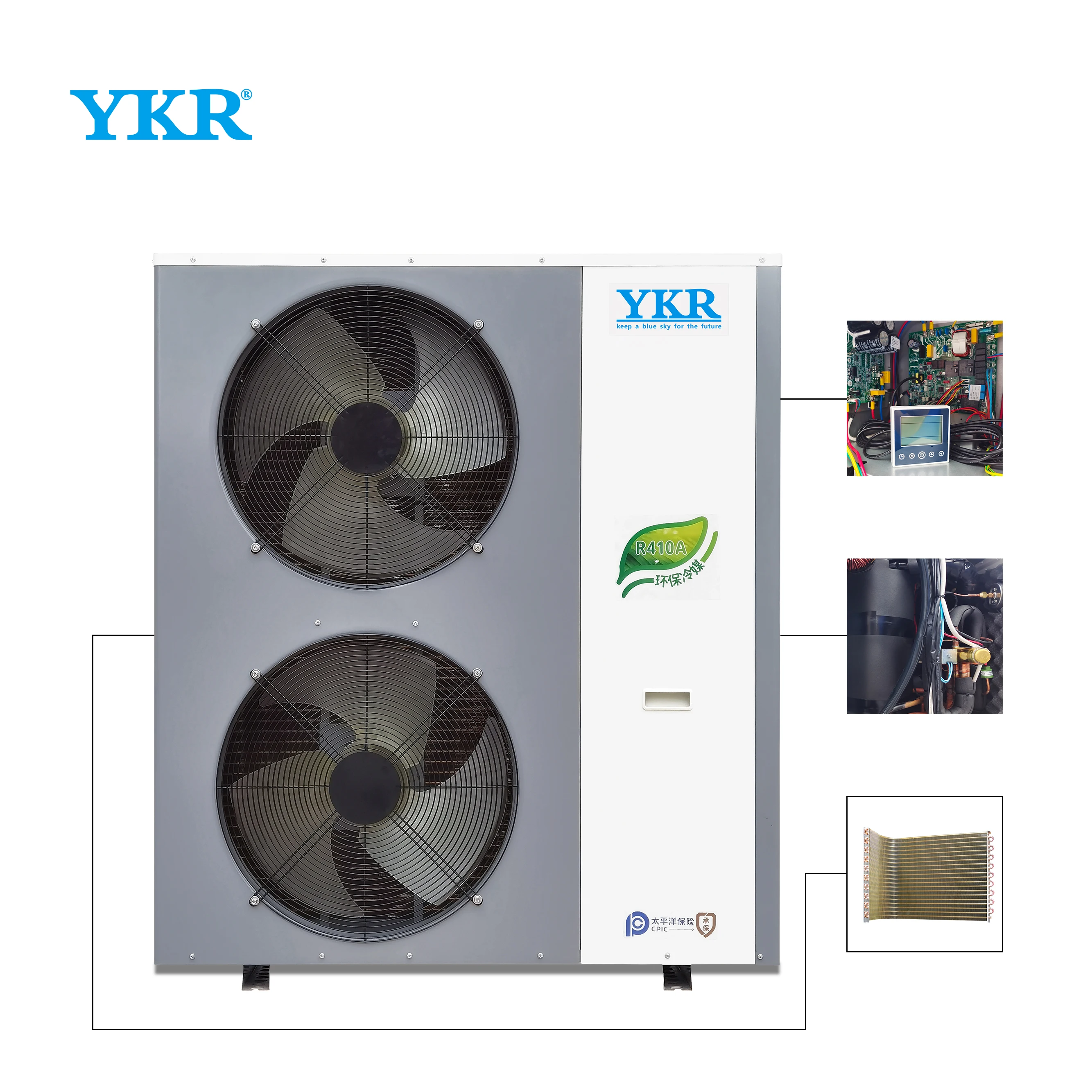 IPX4 Protection Level Air Source Heat Pump Heating Cooling Low Noise Inverter Air to Water Heat Pump