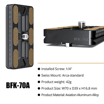 Universal 70mm Aluminum Quick Release Plate with 1/4" to 3/8" Screw, DSLR Mirrorless Tripod Base Accessory detail image
