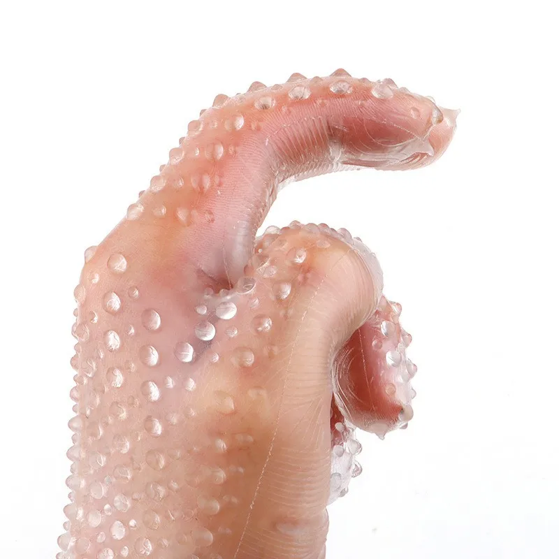 Free Custom Box - Soft Glue Strap on Finger Spiked Gloves Sex Toy Women Vaginal Anal Massage Couple Game Tools