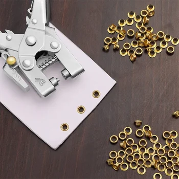 100 Sets / 5 mm Eyelets+ Installation Tools Leverage Pliers Metal Leather Rivets Mold Portable Button Mounting Die