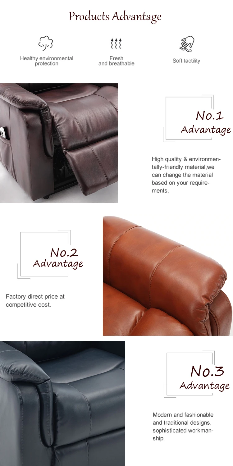 Comfortable Soft Living Room Electric Recliner Sofa Set Leather