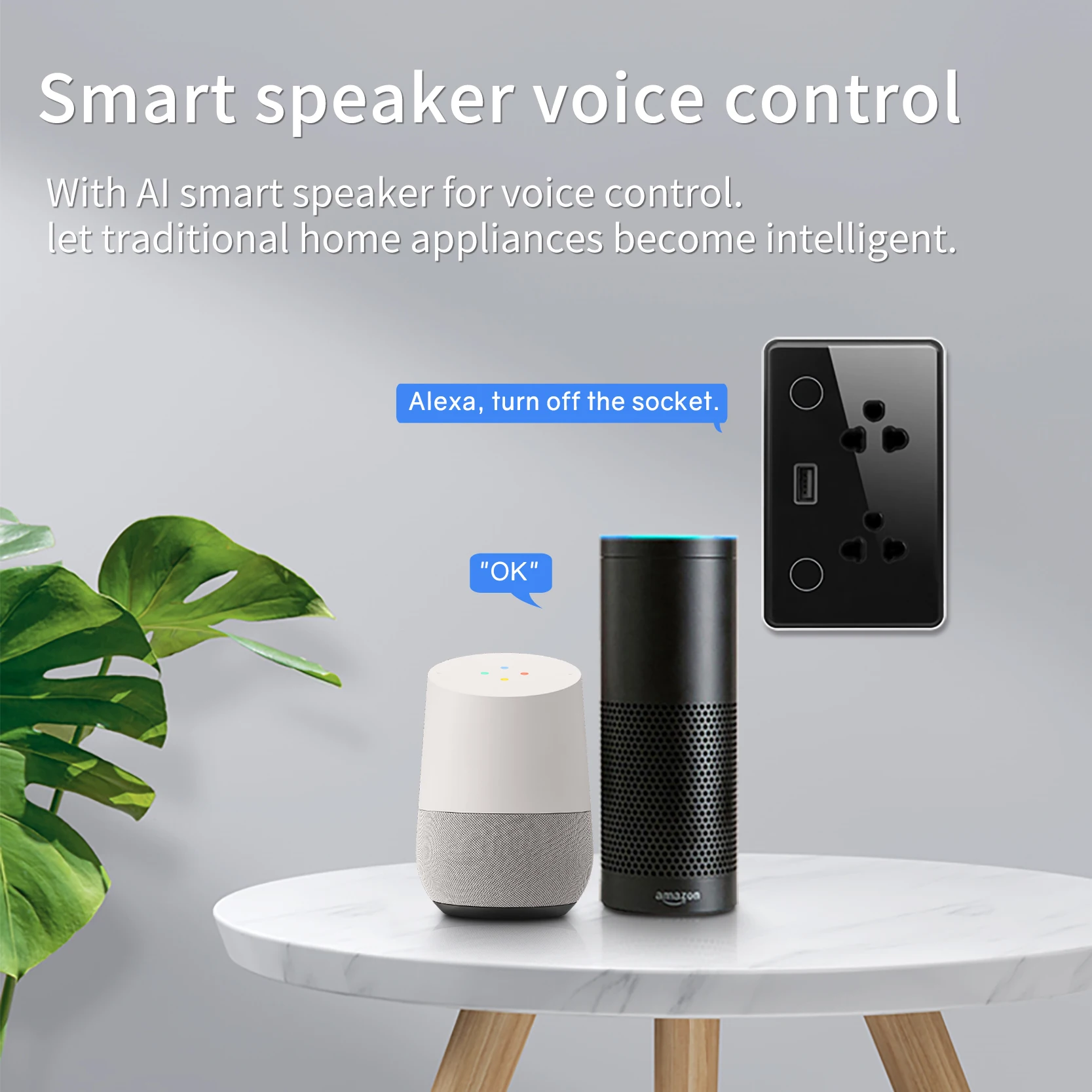 DUOMEI US Standard Smart Socket Tuya WiFi Smart Touch Panel Switch and Dual Socket