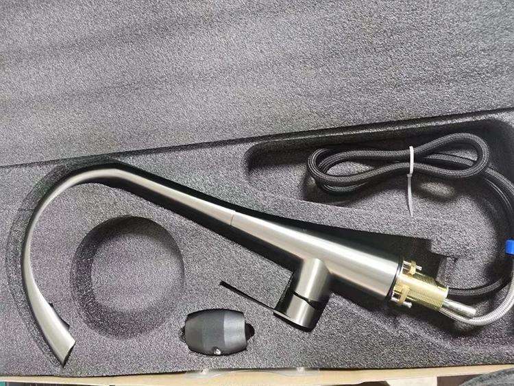 Big Waterfall Grey Kitchen Faucet Flexible Connections Durable Free