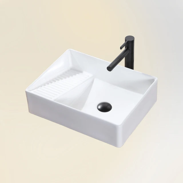 Utility Wash Basin Above Washing Machine Ceramic Laundry Room Sink With Washboard