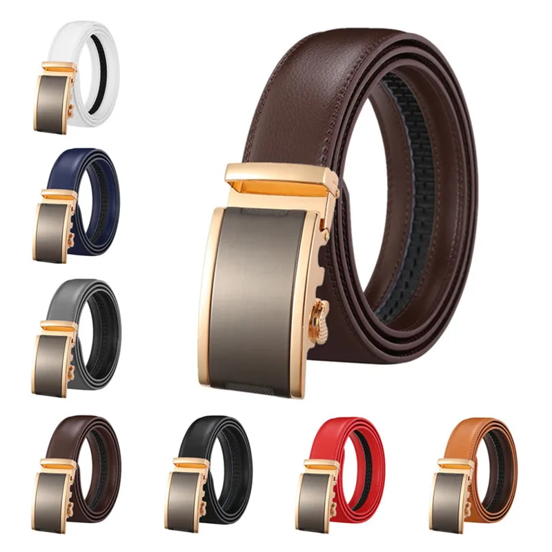 Ceinture En Cuir Homme à Boucle Automatique – Sans Trou, Taille Réglable – Pour Costume Ou Jean – 35mm