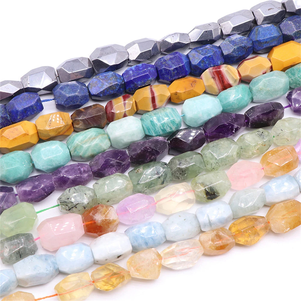 Wholesale Natural Faceted Loose Gemstone Beads Irregular Shape Crystal  Lemon Quartz Aquamarine Stone Beads for Jewelry Making
