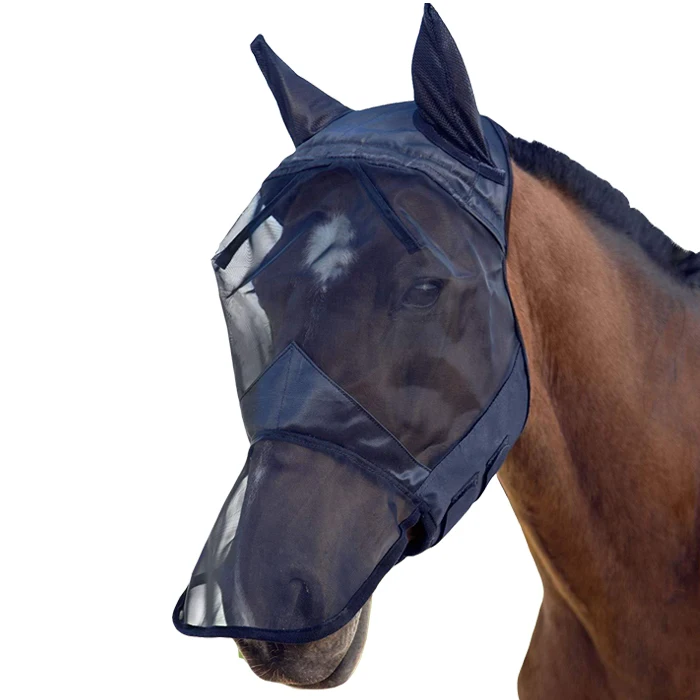 Черная маска для летающих мышц equine, Сетчатая Маска для летающих мышц лошадей с накладкой на нос
