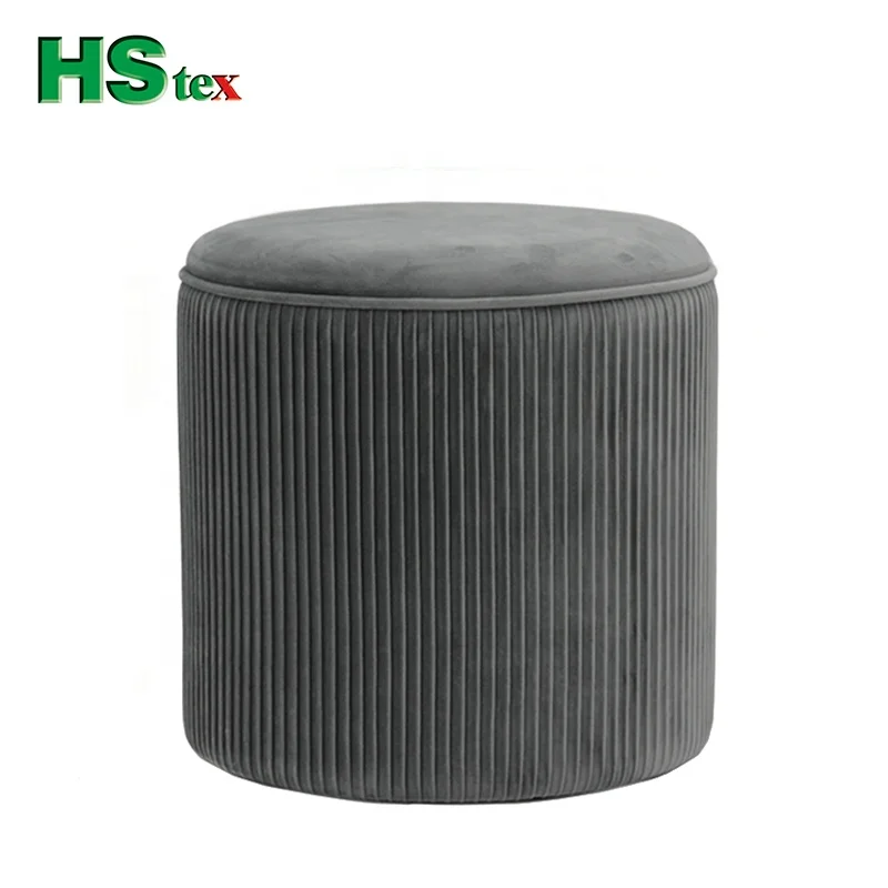 Customized High Quality Modern Velvet Round Ottomans Folding Furniture Home Shoe Storage Pouf