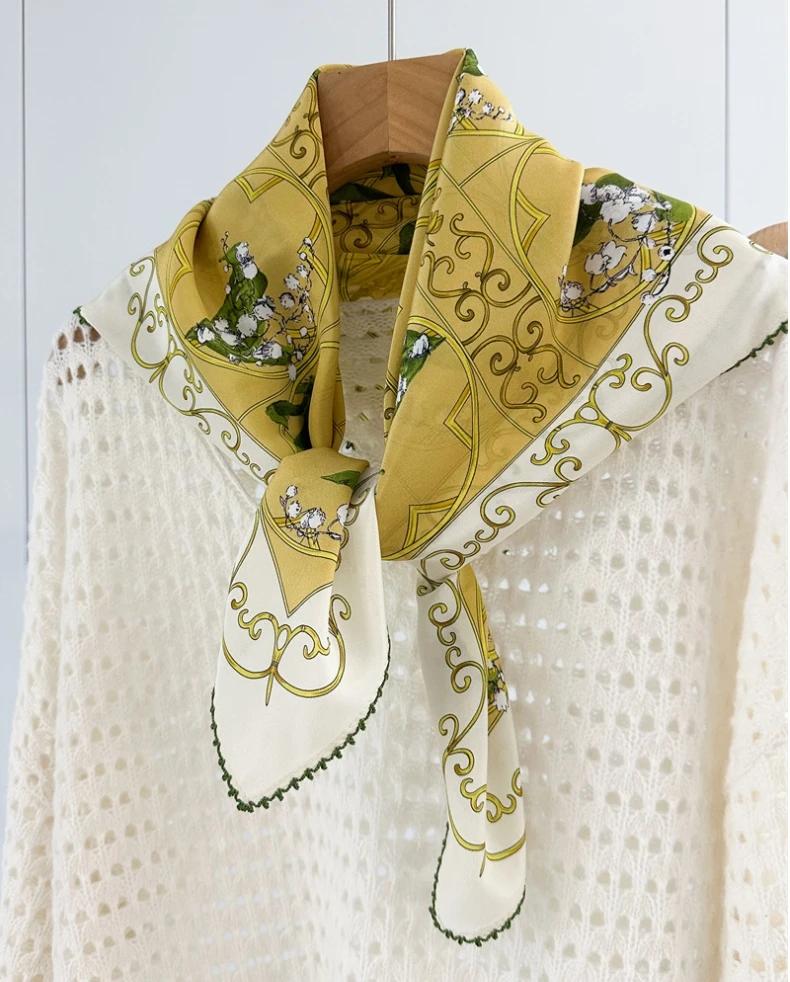 100% Real Silk Square Scarves 65*65 cm Female Custom Head Band