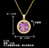 Xl326 collana rotonda di trifoglio viola oro