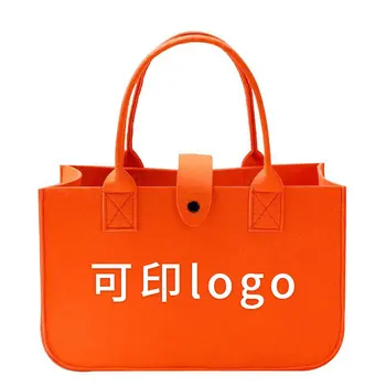 Wholesale custom can print logo fashion women's felt handbag ladies travel shopping handbag