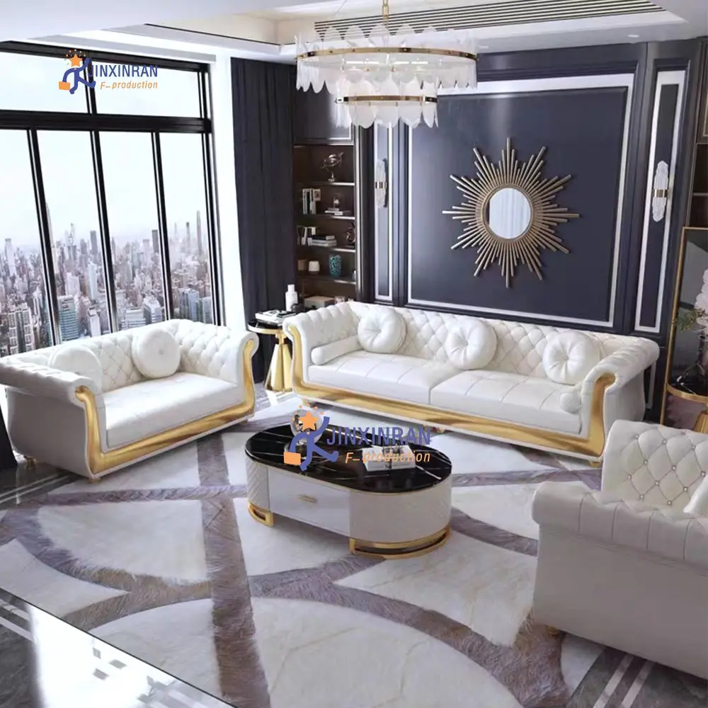 L Shaped Sofa Set - Luxury Leather Sofa for Living Room