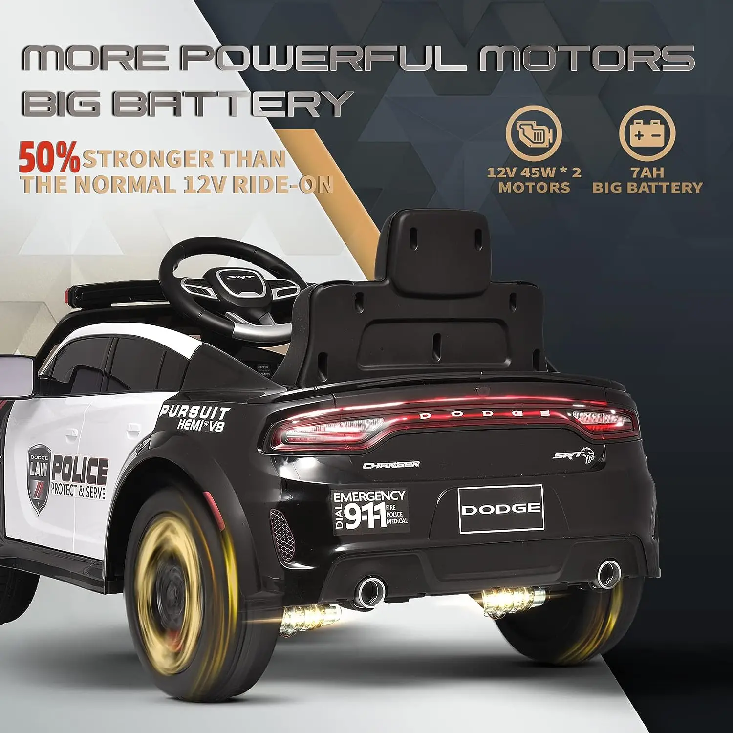 DODGE CHARGER 12V 電動リモコンキッズ警察車両 ライドオンカー