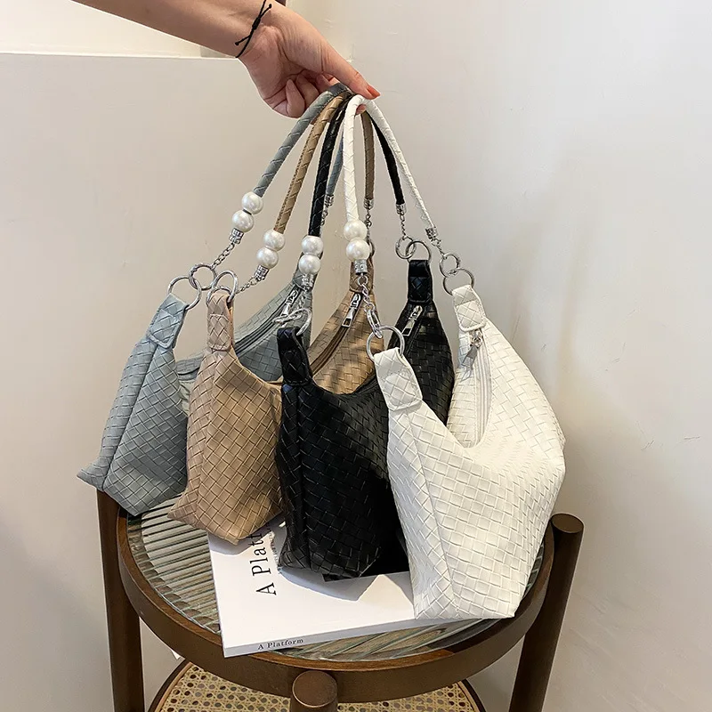 Spring New Woven Fabric Large Capacity Tote Messenger Purse Trendy Korean Bags Women Handbags