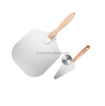 RUNWIN Foldable Wood Handle Pizza Peel Rocker Cutter Set Pizza Peel Shovel Wood Set