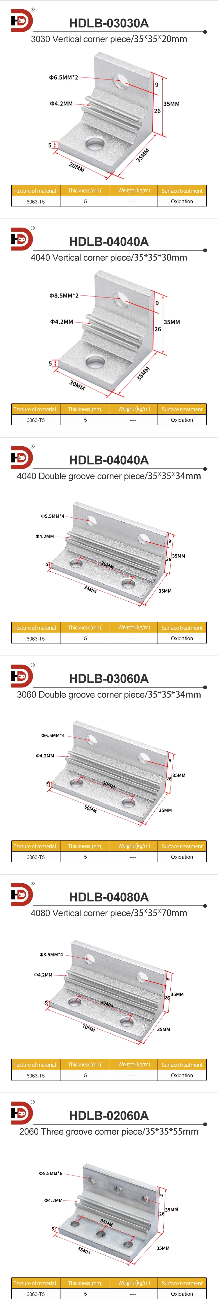 Aluminum Profile 90 Degree Corner Code Connector, Aluminum Alloy 20/30/40 Fixed Right Angle Triangular Corner Accessory factory