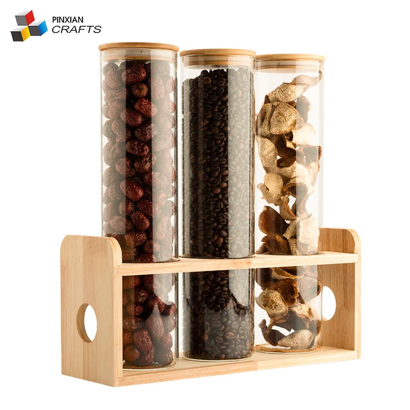 Creative Wooden Sealed Kitchen Food Storage Container Glass Sealing Jar  Bamboo Acacia Display Stand for Coffee Beans - China Glass Jar and Glass  Storage Jar price