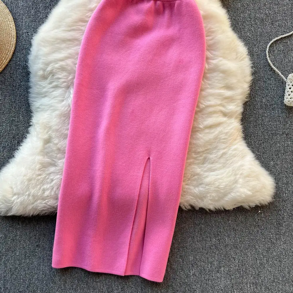 New Women Suit For Women Short Camisole Vest Open Knit Skirt Two Piece ...