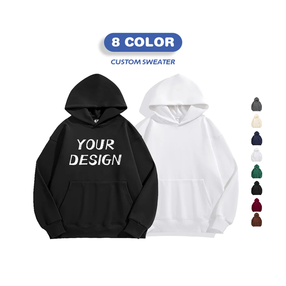 Factory Whole Sale Clothing Manufacturers Heat Transfer Custom logo Man and Women Hoodies Fleece Lined  Cotton Hoodies