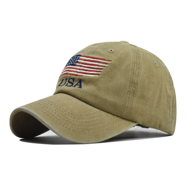 2023 wholesale Hot selling hat, washed old American flag baseball cap, classic American USA pure cotton hat