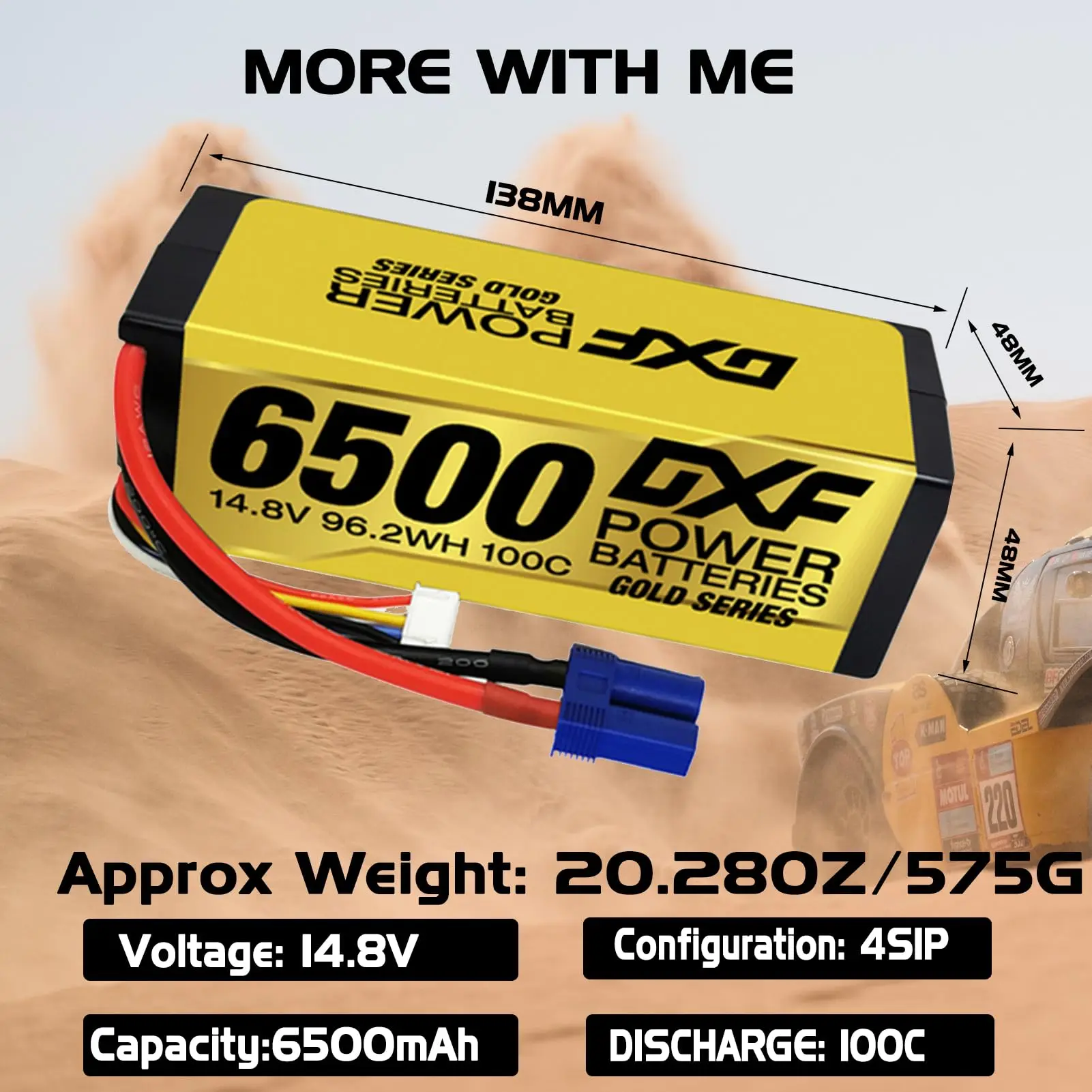 Batteria lipo 4s dxf 6500mah 100c hardcase con ec5 per rc_voghion.com