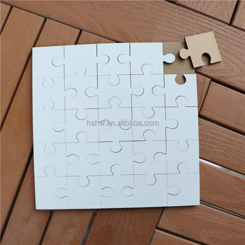 Rompecabezas personalizado de madera MDF, tablero duro de 17cm, cuadrado en  blanco, 25 piezas, sublimación, venta al por mayor