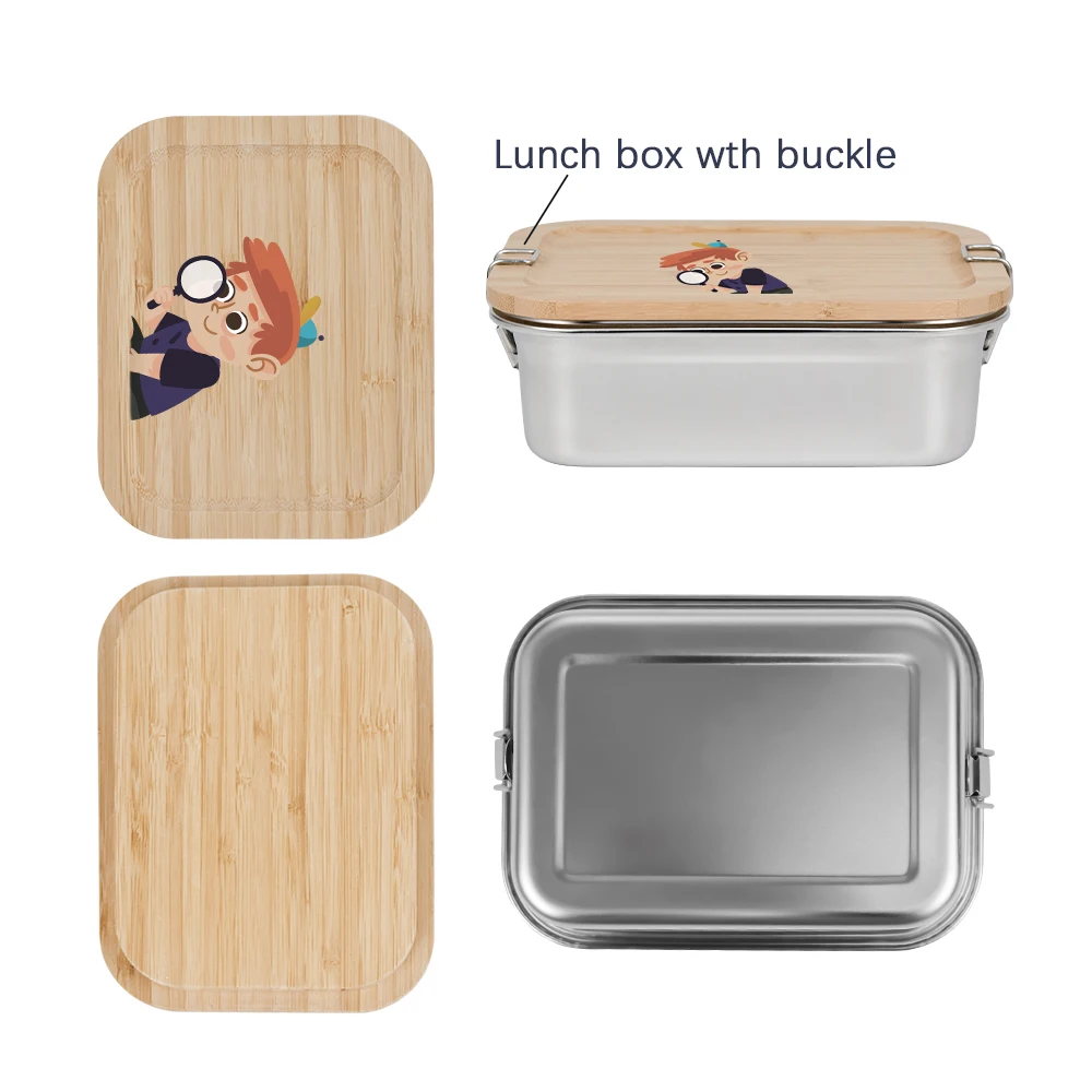 Baming New Product Custom UV Printing Pattern Design Stainless Steel Bento Lunch Box with Buckle Can Microwave Heating