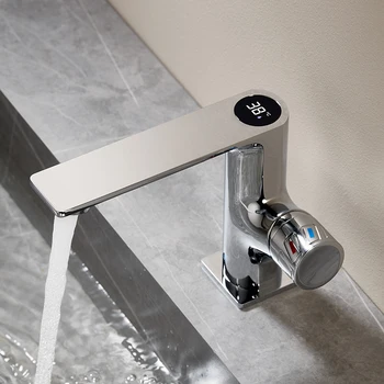 High Technology Smart Washroom Faucet Digital Basin Faucet Digital Temperature Basin Faucet Brass Bathroom