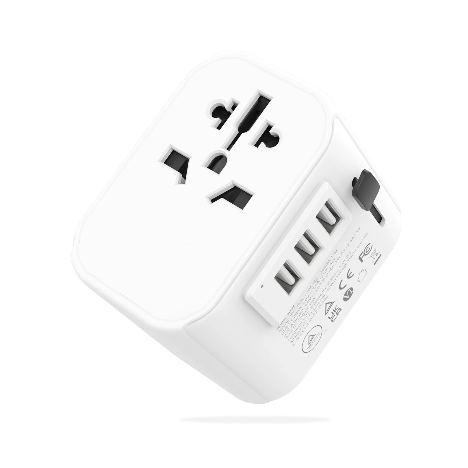 TUV Mark Grounding All-in-one Travel Adapter With 3USB, EARTH Pin ...