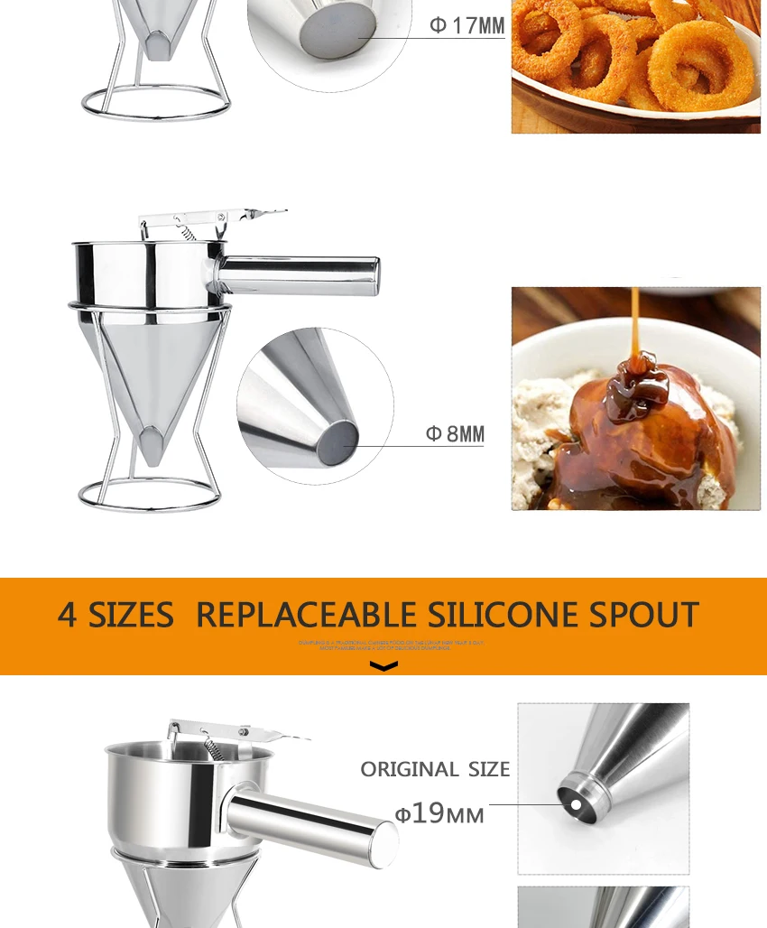 Custom Batter Funnel Dispenser With Stand Stainless Steel Baking